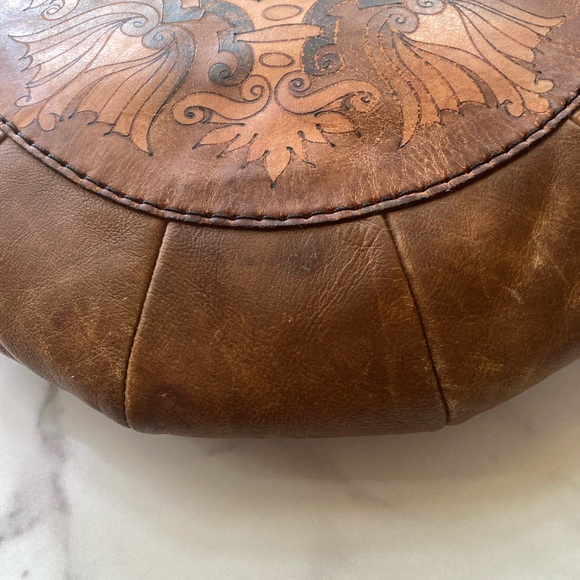 2/2 Vintage  Moroccan Leather Mandala Pillow - Picture 6 of 6